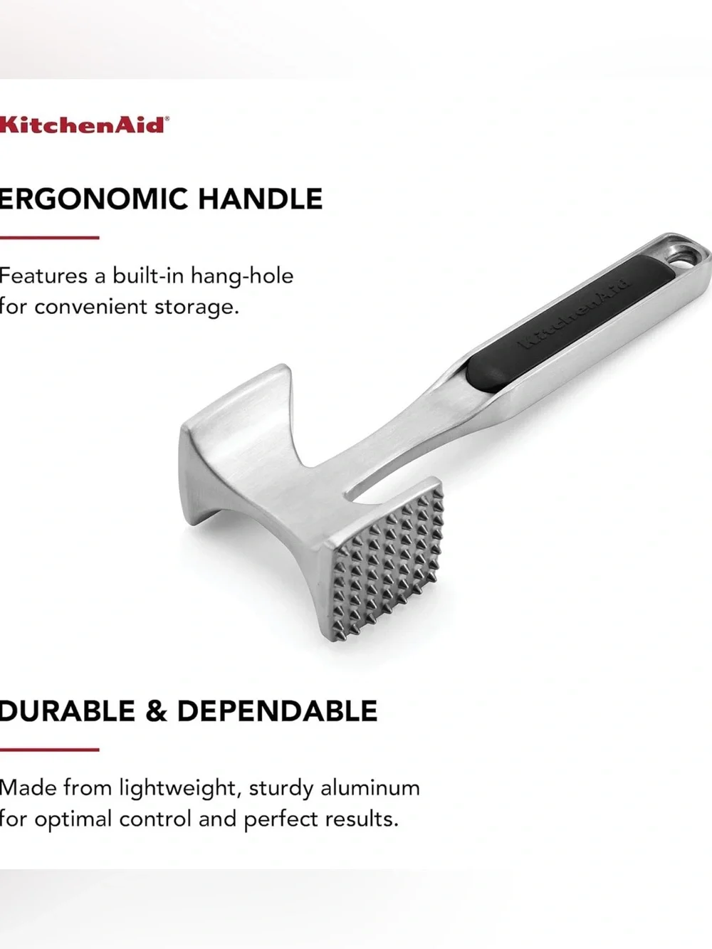 KitchenAid Black and Stainless Steel Dual Oversized Heads Meat Tenderizer. NWT